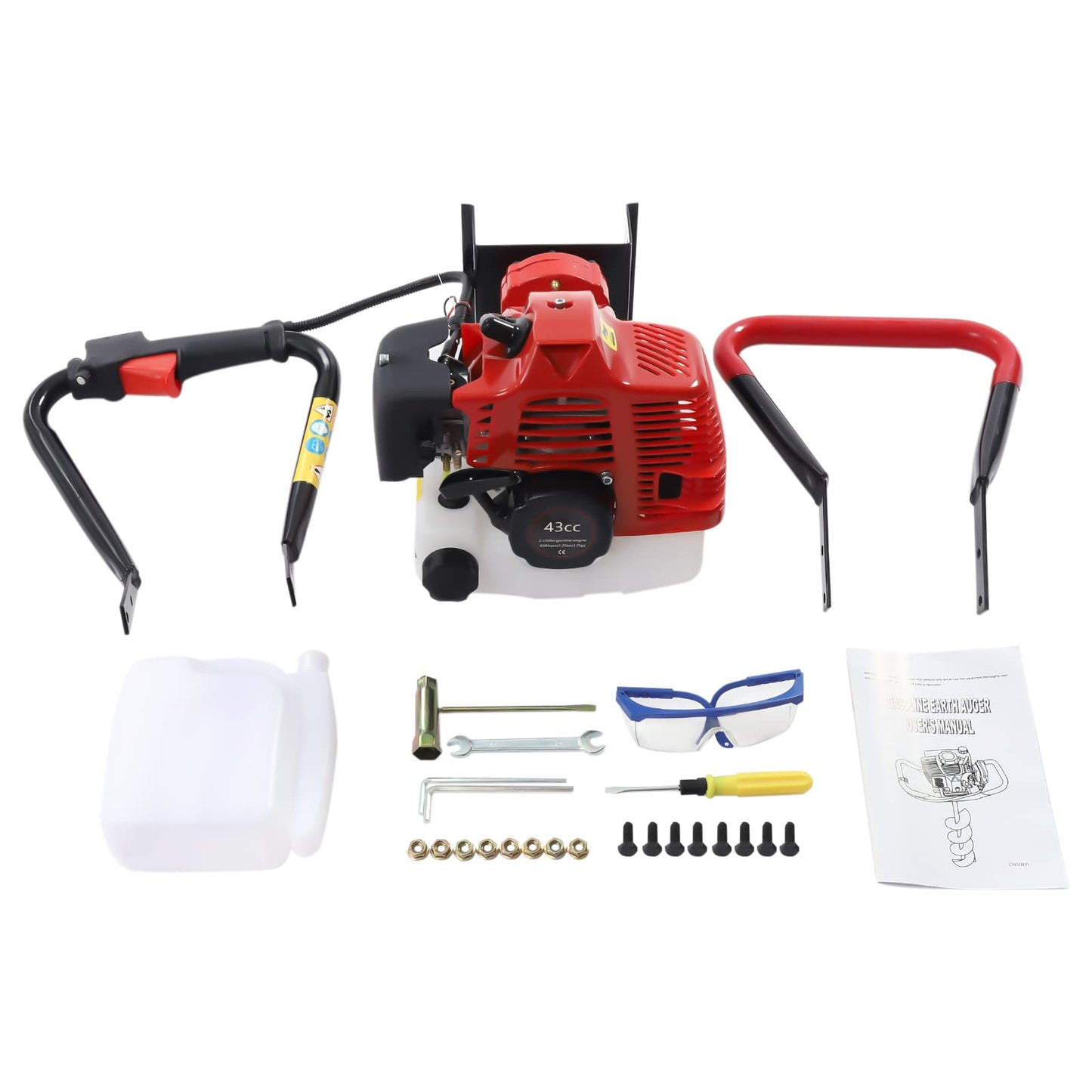 71CC 2-Stroke Gas Powered Earth Auger Post Hole Digger with 4"/6"/8" Drills, 3.13HP Hole Digging Machine Auger Spiral Drill Bit Borer Fence Ground Drill for Garden & Lawn Digging Planting Drilling