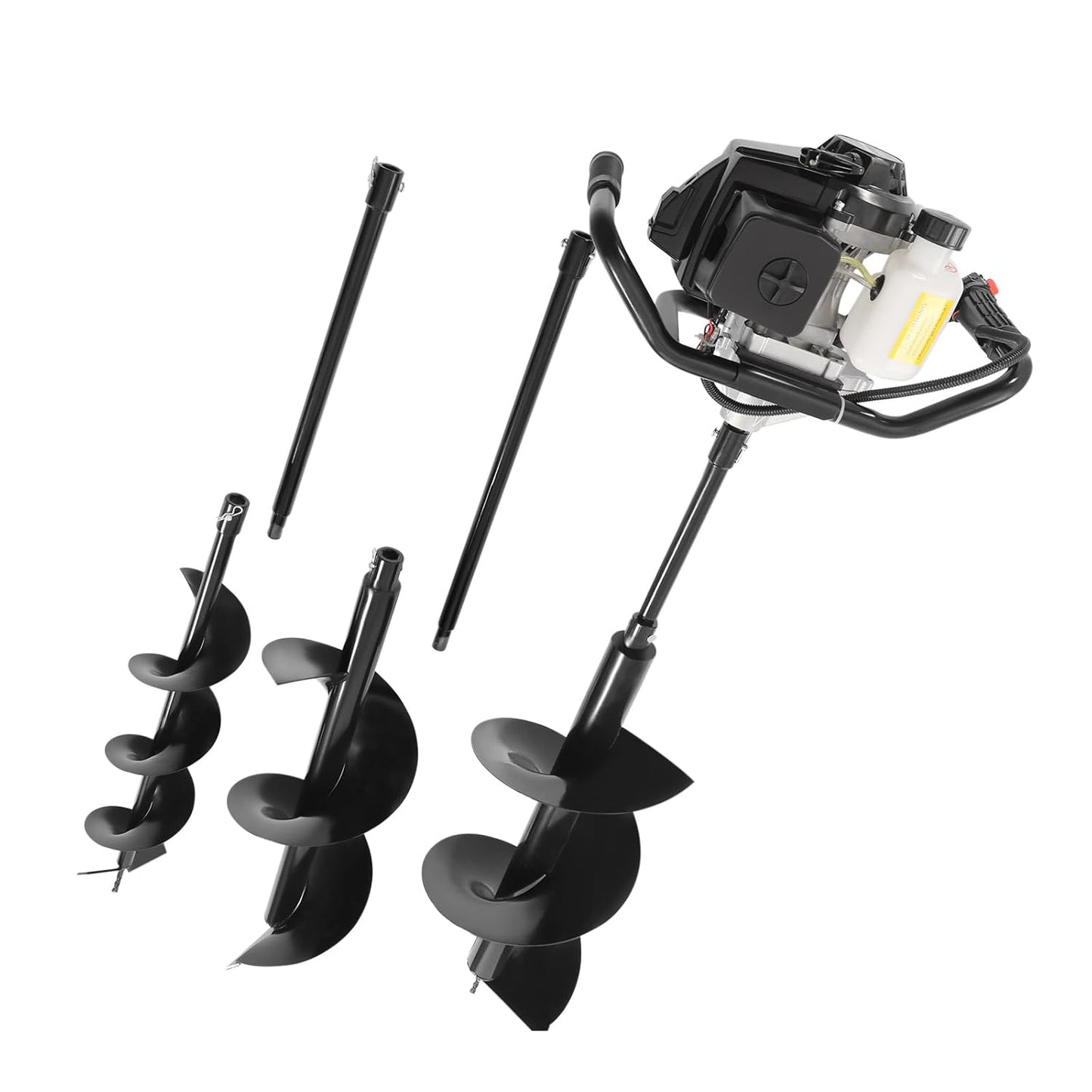 71CC 2-Stroke Gas Powered Earth Auger Post Hole Digger with 4"/6"/8" Drills, 3.13HP Hole Digging Machine Auger Spiral Drill Bit Borer Fence Ground Drill for Garden & Lawn Digging Planting Drilling