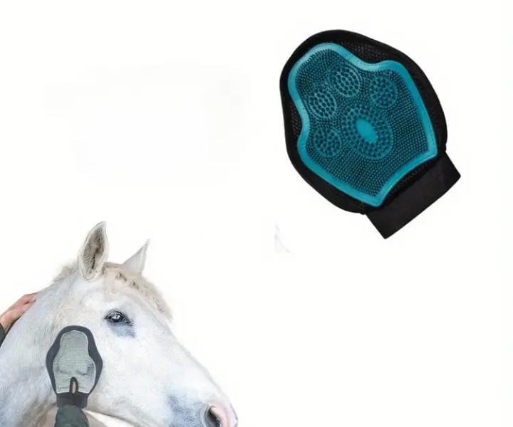Guantes de silicona para el cuidado de caballos