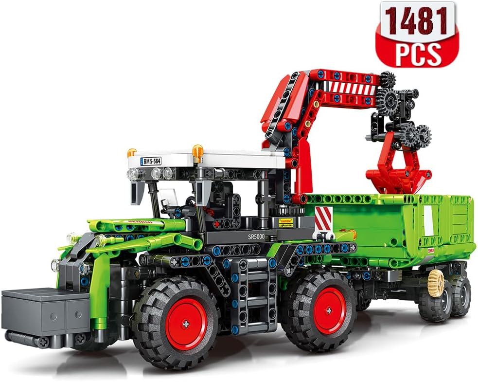 3 in 1 Harvester Agricultural Machinery Tractor Building Block Set Toys Kit for Adult, MOC Building Car Model for Boys12+ (1481pcs) Block Collectible Car Set