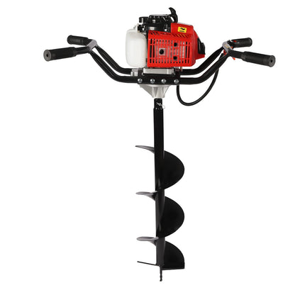 71CC 2-Stroke Gas Powered Earth Auger Post Hole Digger with 4"/6"/8" Drills, 3.13HP Hole Digging Machine Auger Spiral Drill Bit Borer Fence Ground Drill for Garden & Lawn Digging Planting Drilling