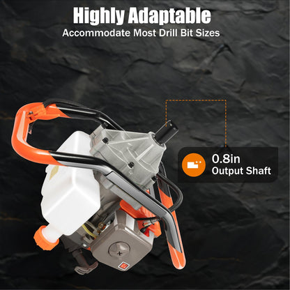 71CC 2-Stroke Gas Powered Earth Auger Post Hole Digger with 4"/6"/8" Drills, 3.13HP Hole Digging Machine Auger Spiral Drill Bit Borer Fence Ground Drill for Garden & Lawn Digging Planting Drilling