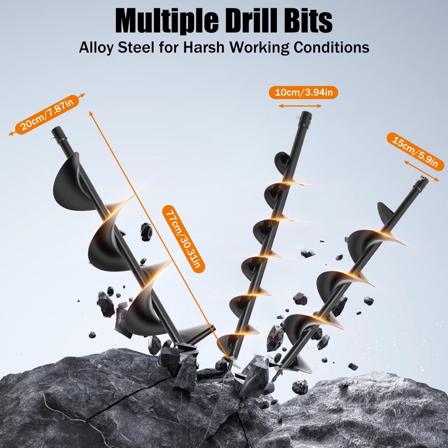 71CC 2-Stroke Gas Powered Earth Auger Post Hole Digger with 4"/6"/8" Drills, 3.13HP Hole Digging Machine Auger Spiral Drill Bit Borer Fence Ground Drill for Garden & Lawn Digging Planting Drilling
