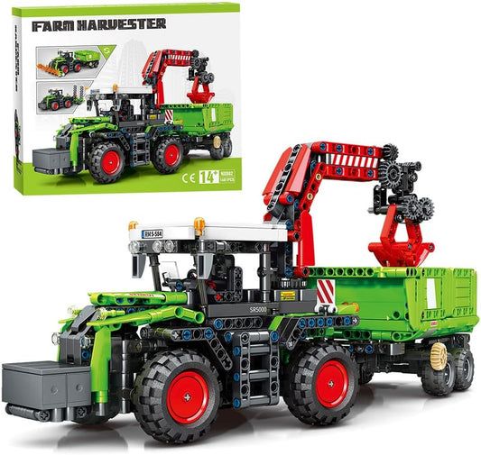 3 in 1 Harvester Agricultural Machinery Tractor Building Block Set Toys Kit for Adult, MOC Building Car Model for Boys12+ (1481pcs) Block Collectible Car Set