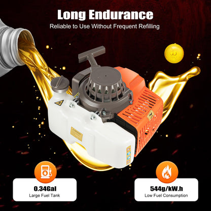 71CC 2-Stroke Gas Powered Earth Auger Post Hole Digger with 4"/6"/8" Drills, 3.13HP Hole Digging Machine Auger Spiral Drill Bit Borer Fence Ground Drill for Garden & Lawn Digging Planting Drilling