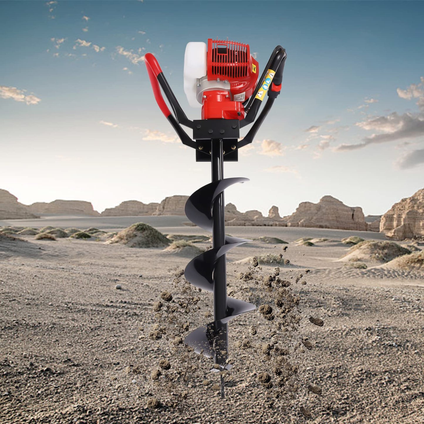 71CC 2-Stroke Gas Powered Earth Auger Post Hole Digger with 4"/6"/8" Drills, 3.13HP Hole Digging Machine Auger Spiral Drill Bit Borer Fence Ground Drill for Garden & Lawn Digging Planting Drilling