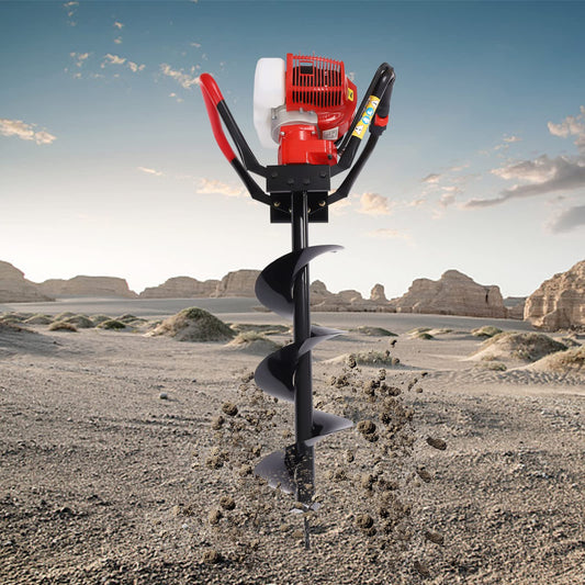 71CC 2-Stroke Gas Powered Earth Auger Post Hole Digger with 4"/6"/8" Drills, 3.13HP Hole Digging Machine Auger Spiral Drill Bit Borer Fence Ground Drill for Garden & Lawn Digging Planting Drilling