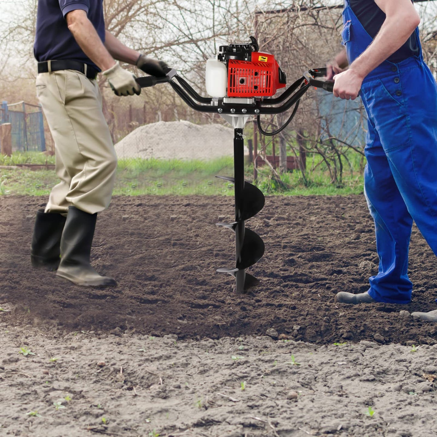 71CC 2-Stroke Gas Powered Earth Auger Post Hole Digger with 4"/6"/8" Drills, 3.13HP Hole Digging Machine Auger Spiral Drill Bit Borer Fence Ground Drill for Garden & Lawn Digging Planting Drilling