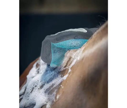 Guantes de silicona para el cuidado de caballos